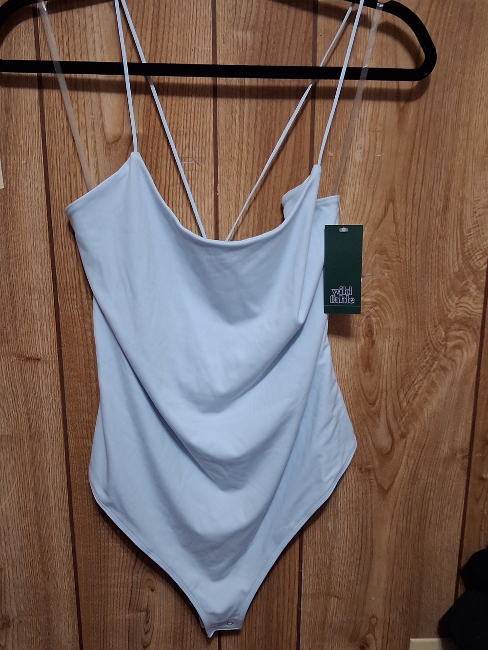 New Pale Blue Bodysuit With Lace-up Back Festival Layering Coastal Cowgirl